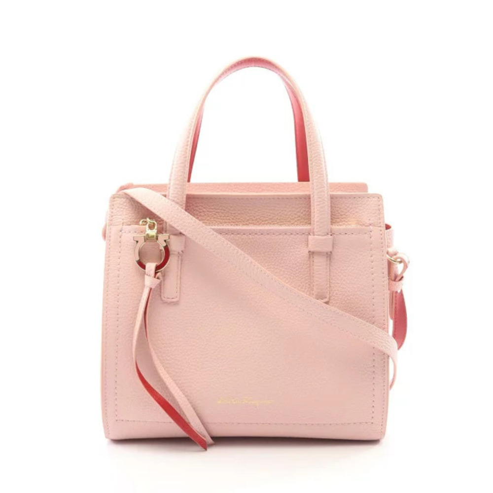 Salvatore Ferragamo Amy Gancini Handbag Leather Red Pink